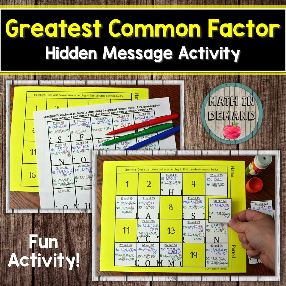 Greatest Common Factor Puzzle Worksheet