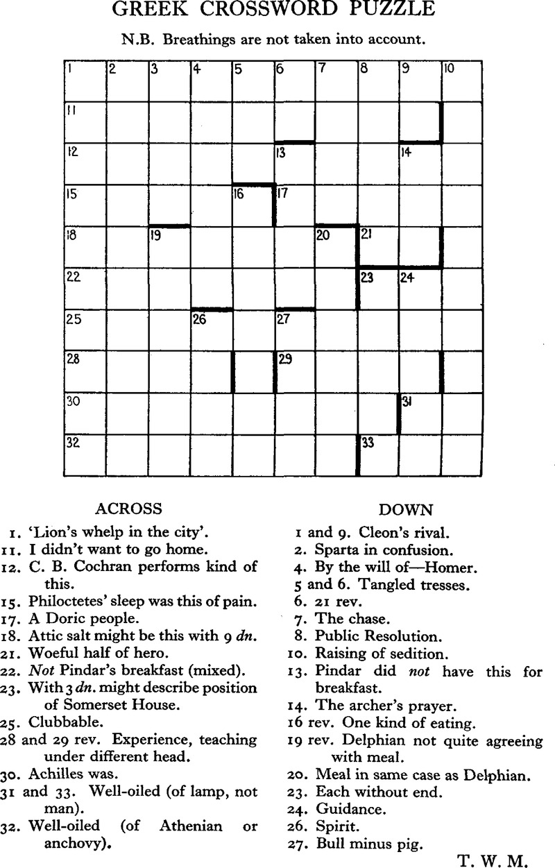 Greek Crossword Puzzle Greece U0026 Rome Cambridge Core