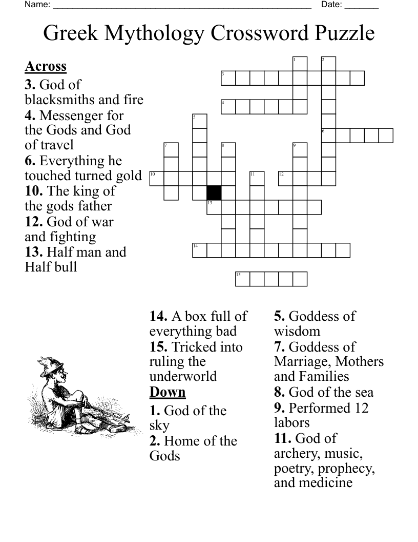 Greek Mythology Crossword Puzzle WordMint