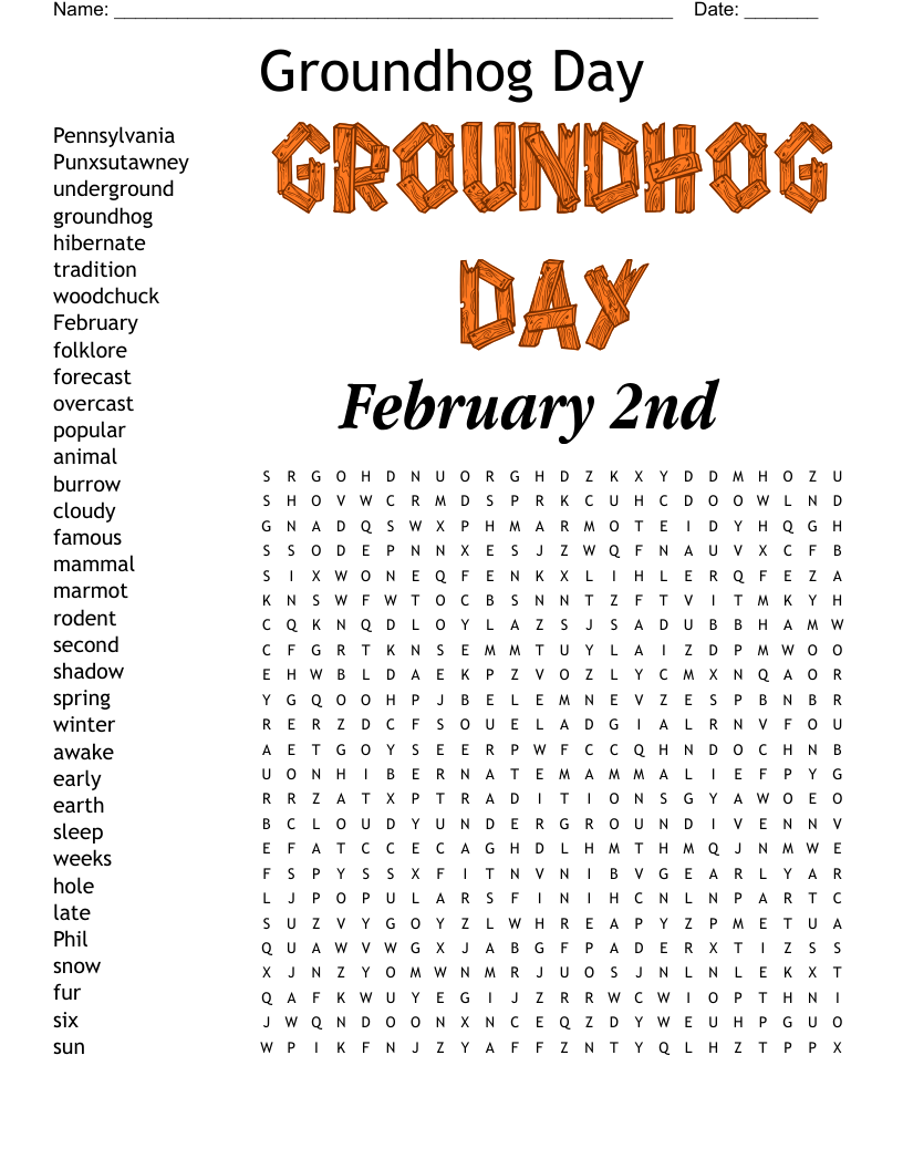 Groundhog Day Crossword WordMint