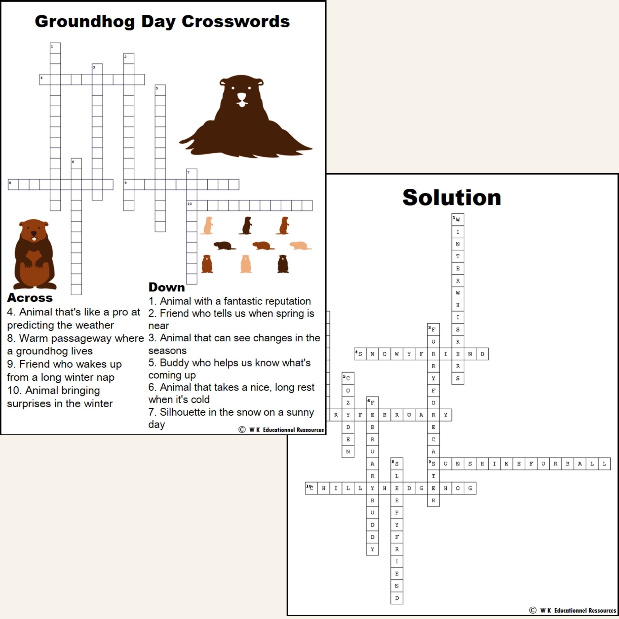 Groundhog Day Games Puzzle Crossword Word Search Maze Word Practice Activities Made By Teachers