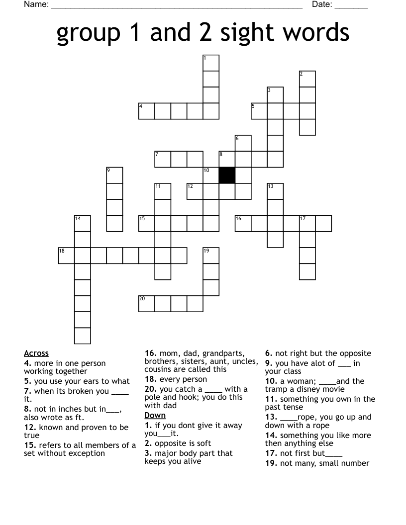 Group 1 And 2 Sight Words Crossword WordMint Group 1 And 2 Sight Words Crossword WordMint