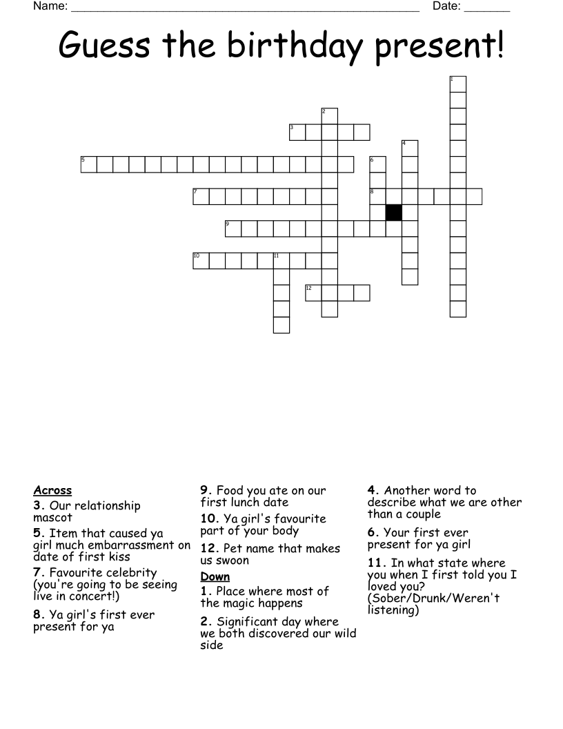 Wild Party Crossword Puzzle