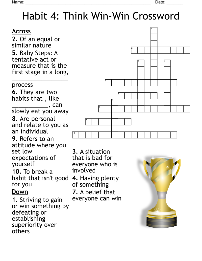 Habit 4 Think Win Win Crossword WordMint