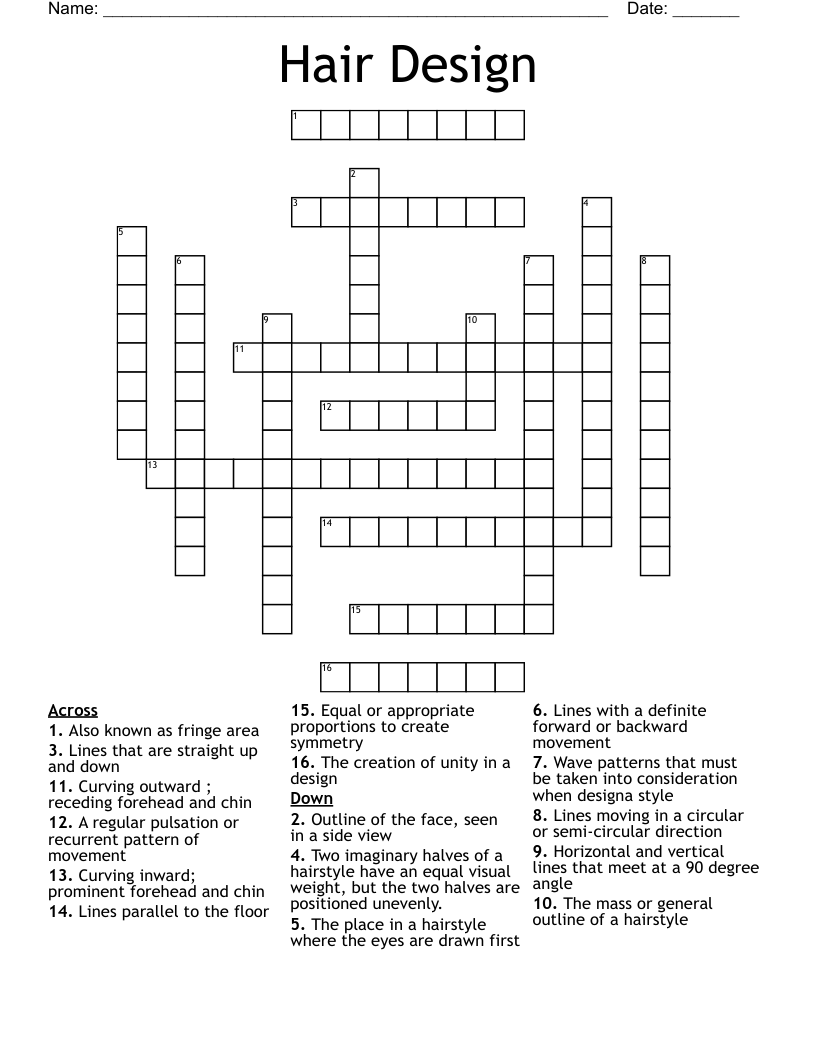 Hair Design Crossword WordMint
