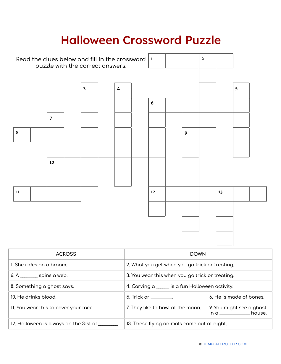 Halloween Riddles Crossword Puzzle Answer Key Halloween Riddles Crossword Puzzle Answer Key