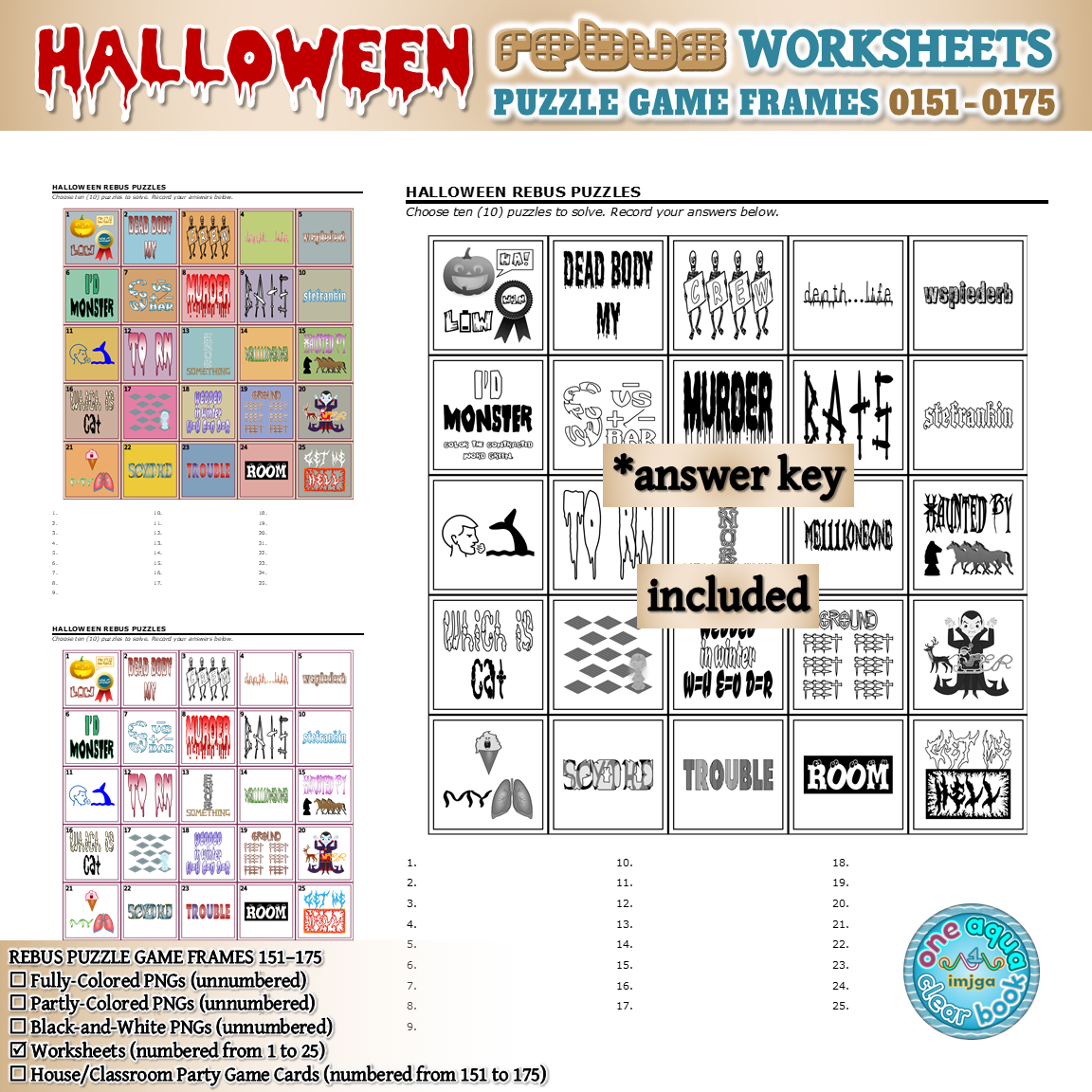 HALLOWEEN Rebus Puzzle Game Frames 151 175 Worksheets Made By 