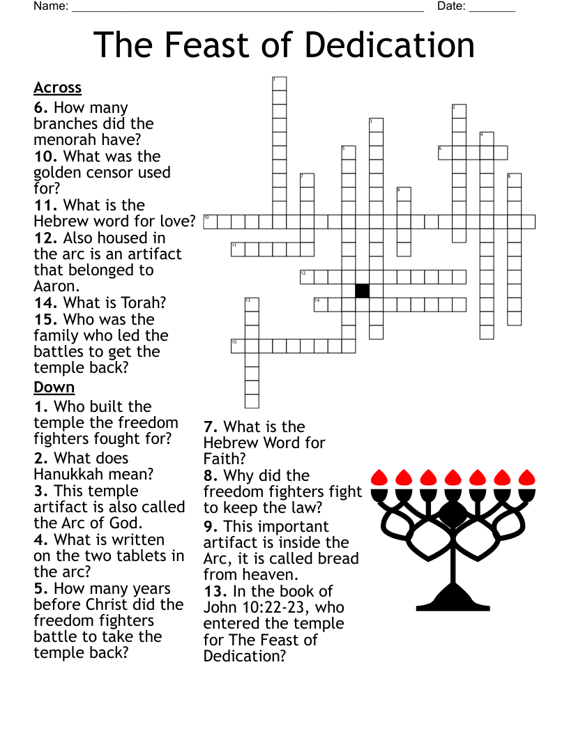 Hanukkah Crossword WordMint Hanukkah Crossword WordMint