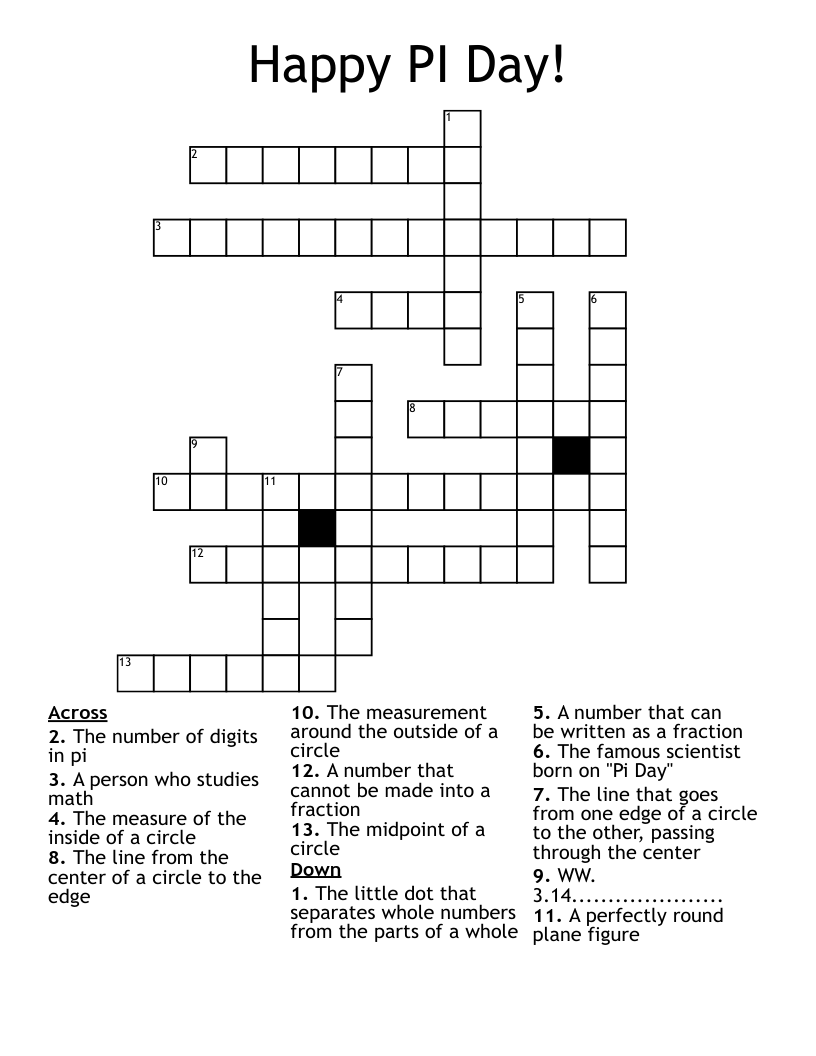 Happy PI Day Crossword WordMint Happy PI Day Crossword WordMint