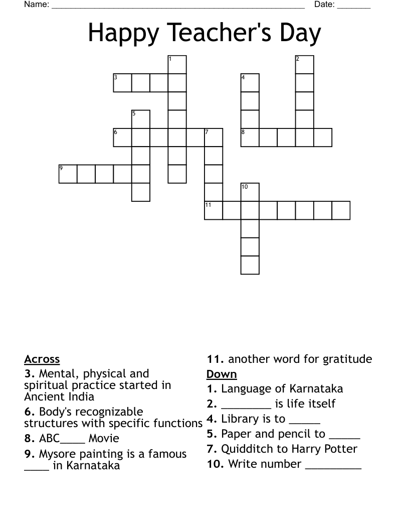 Happy Teacher s Day Crossword WordMint Happy Teacher s Day Crossword WordMint