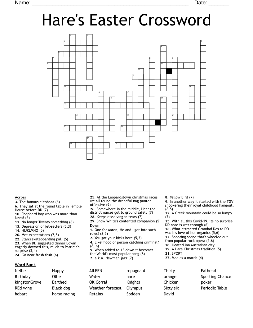 Hare s Easter Crossword WordMint
