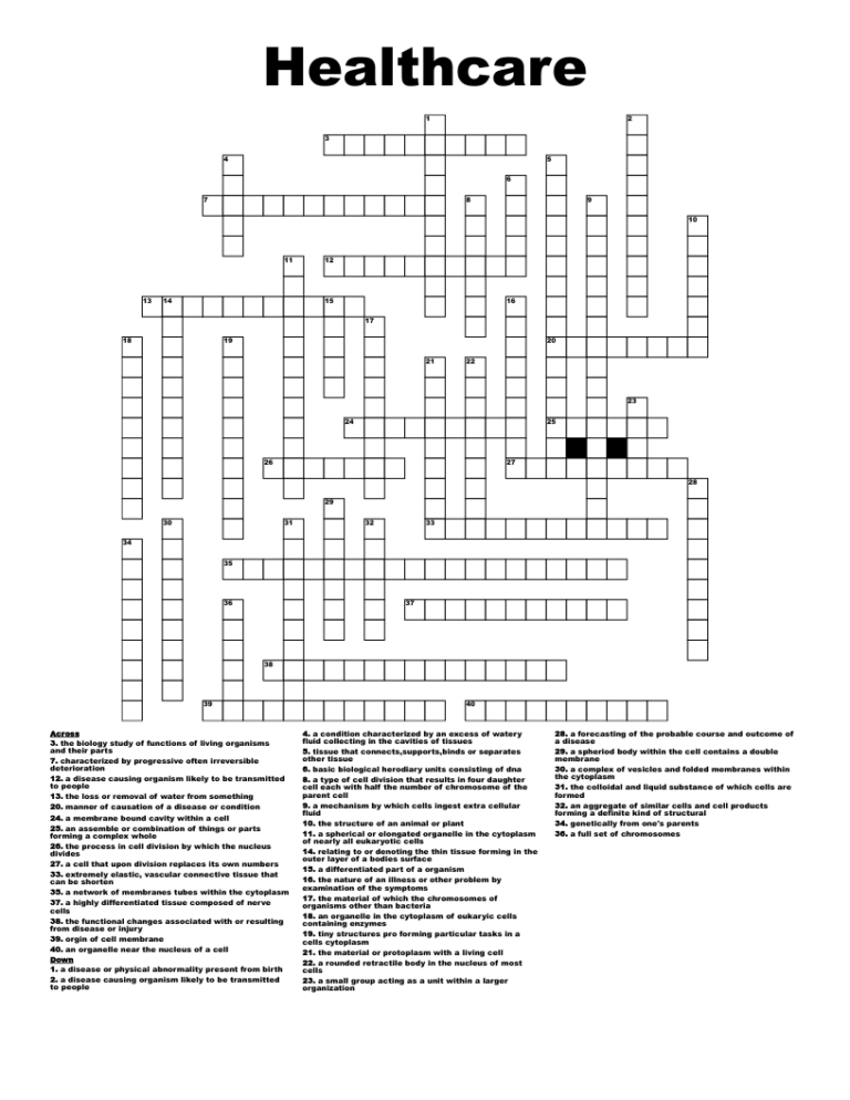 Healthcare Crossword WordMint