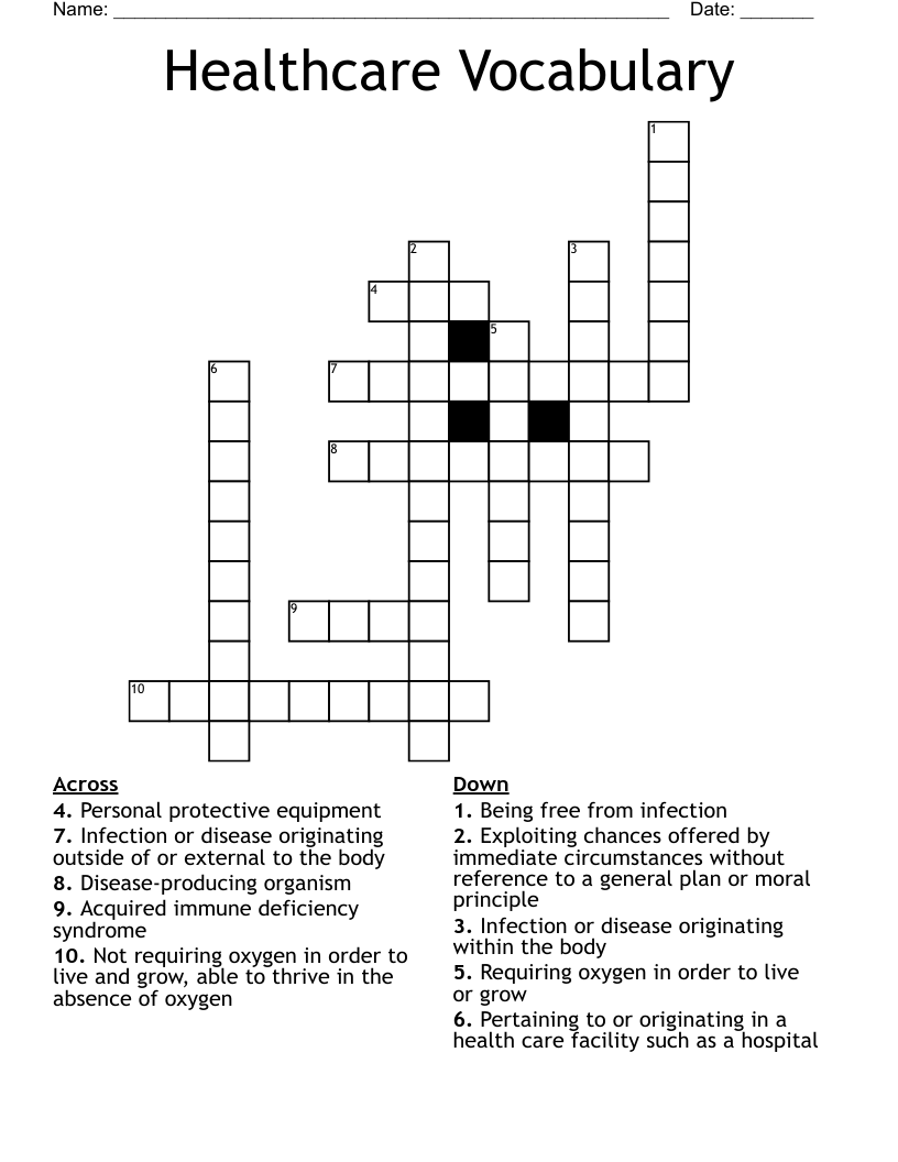 Healthcare Vocabulary Crossword WordMint