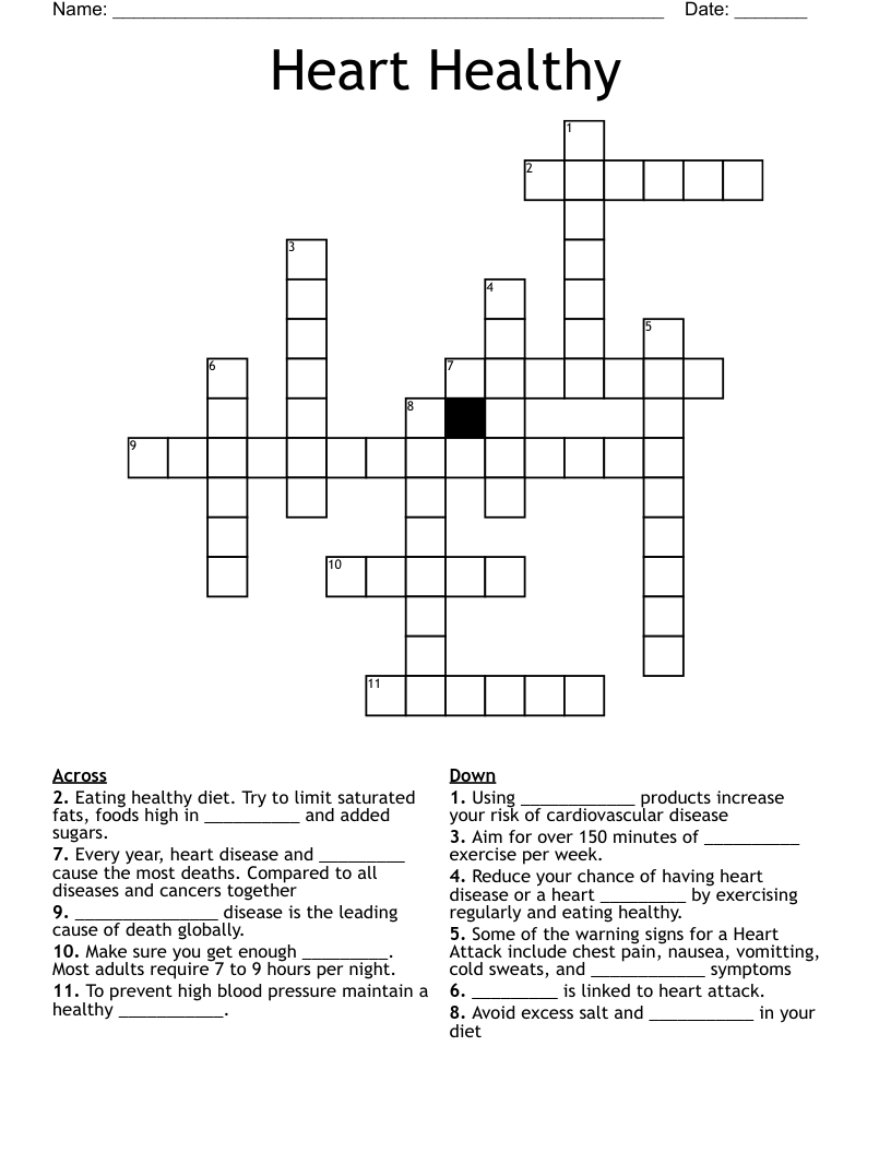 Heart Healthy Crossword WordMint Heart Healthy Crossword WordMint