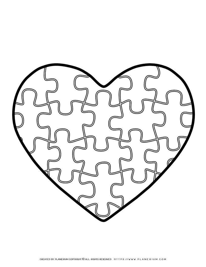 Heart Puzzle Template Planerium