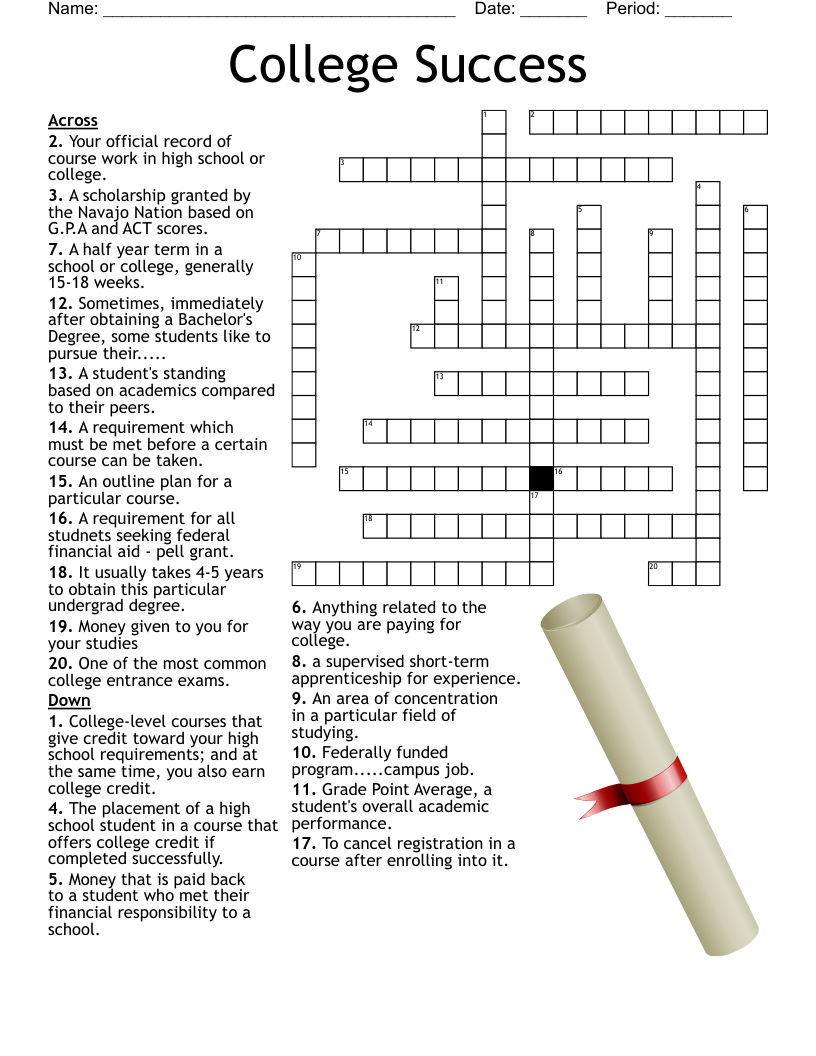 Higher Ed Academic Terms Crossword WordMint