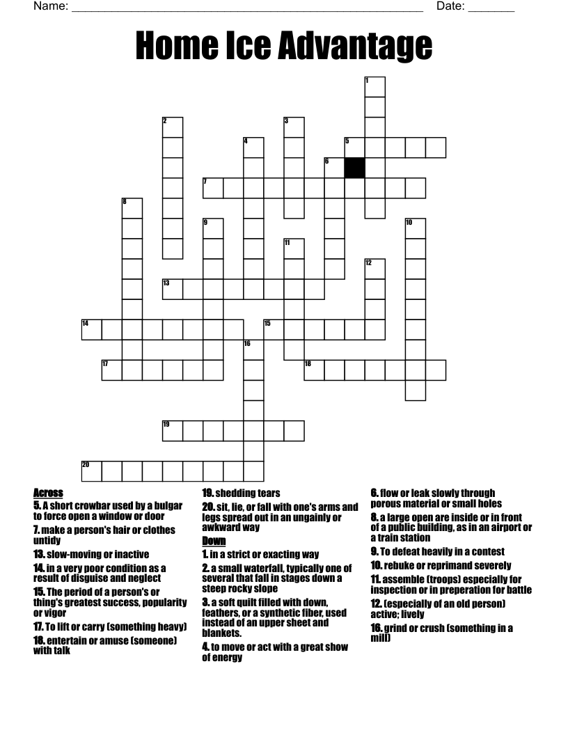 Home Ice Advantage Crossword WordMint Home Ice Advantage Crossword WordMint