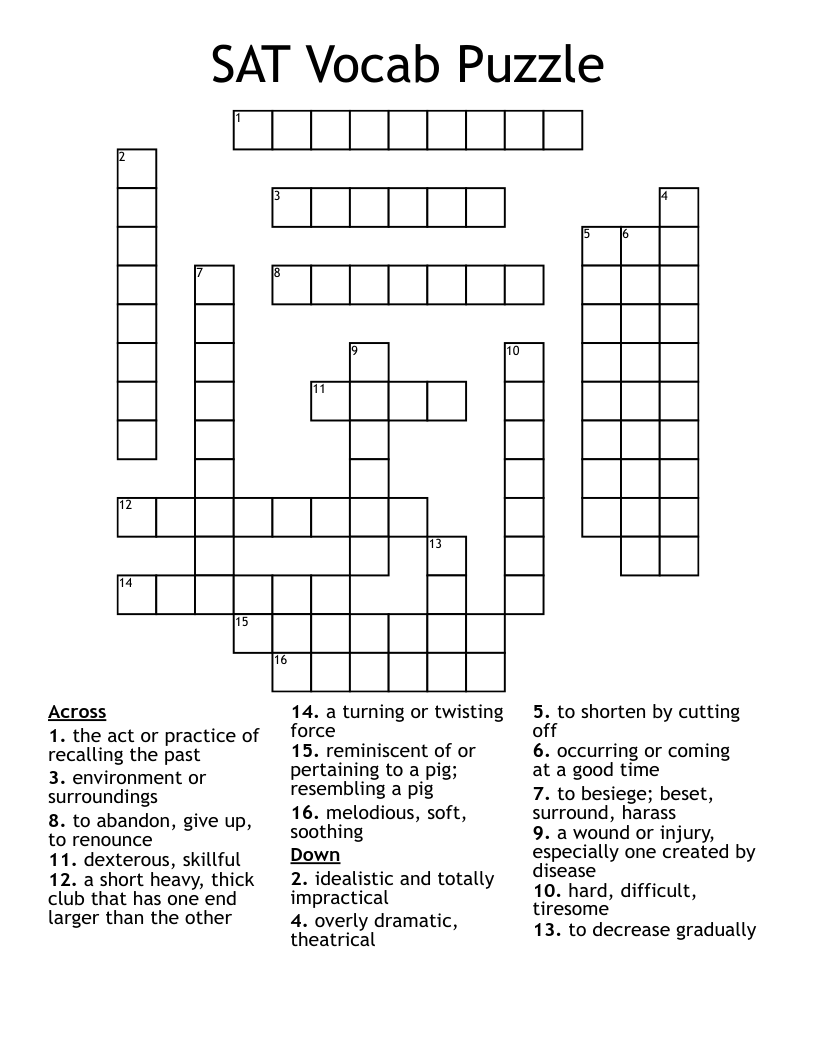 Homework Words 1 50 Crossword WordMint