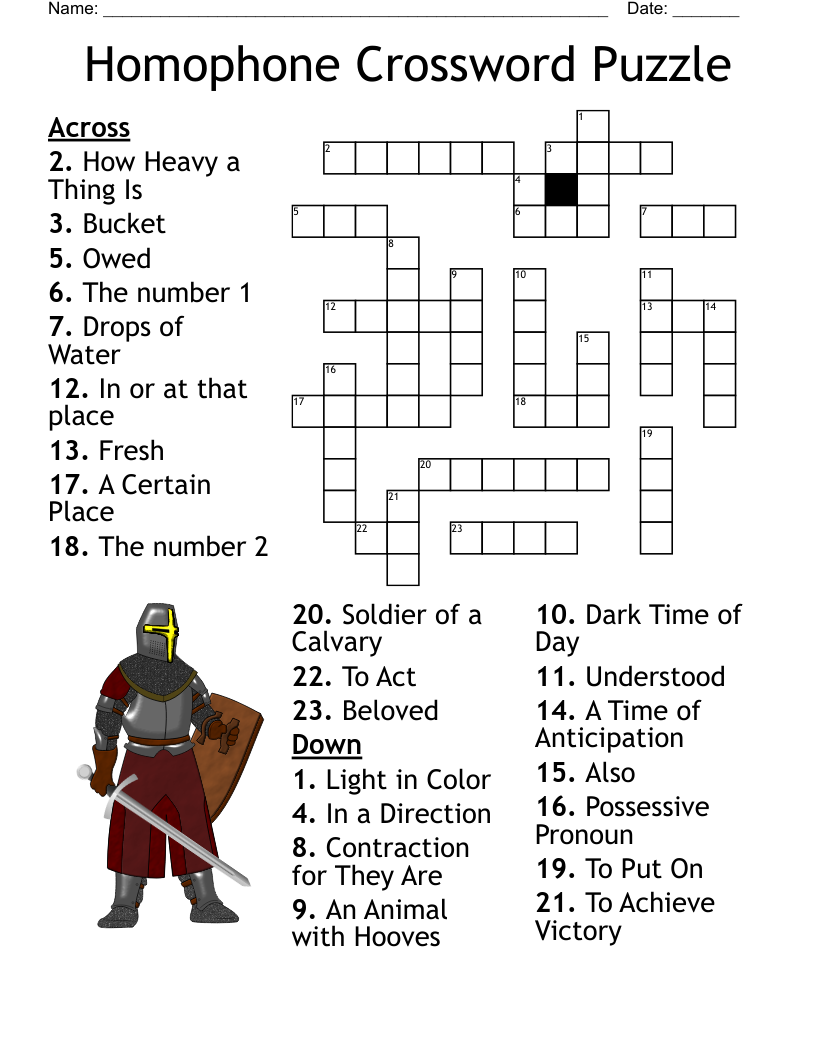 Homophone Crossword Puzzle WordMint