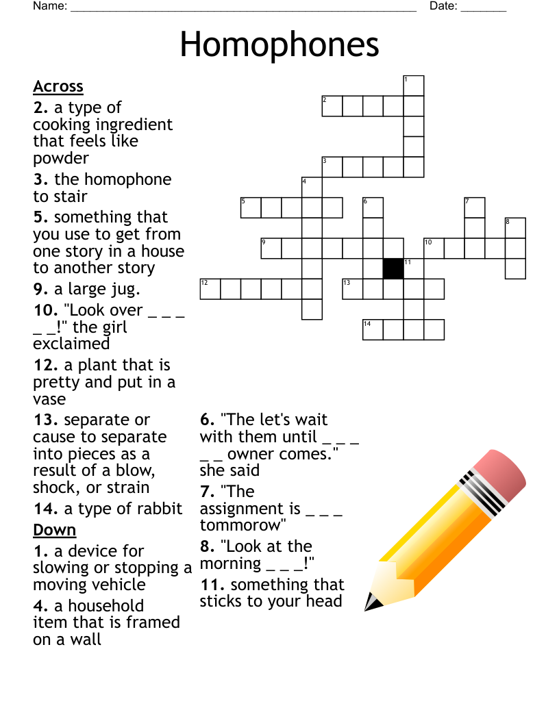 Homophones Crossword WordMint