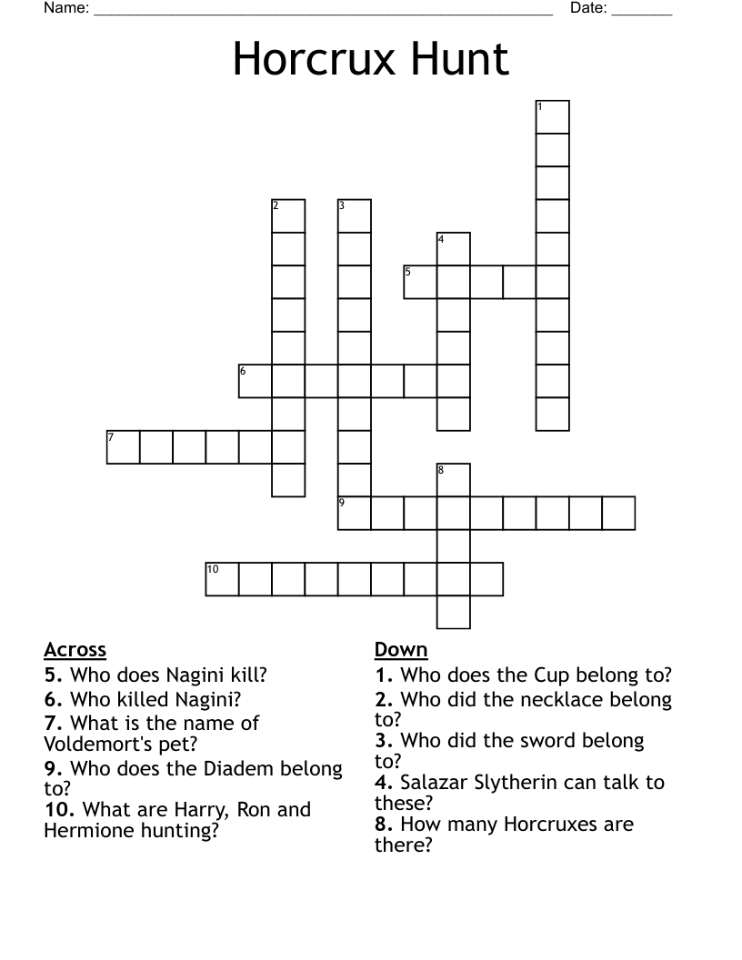Horcrux Hunt Crossword WordMint Horcrux Hunt Crossword WordMint