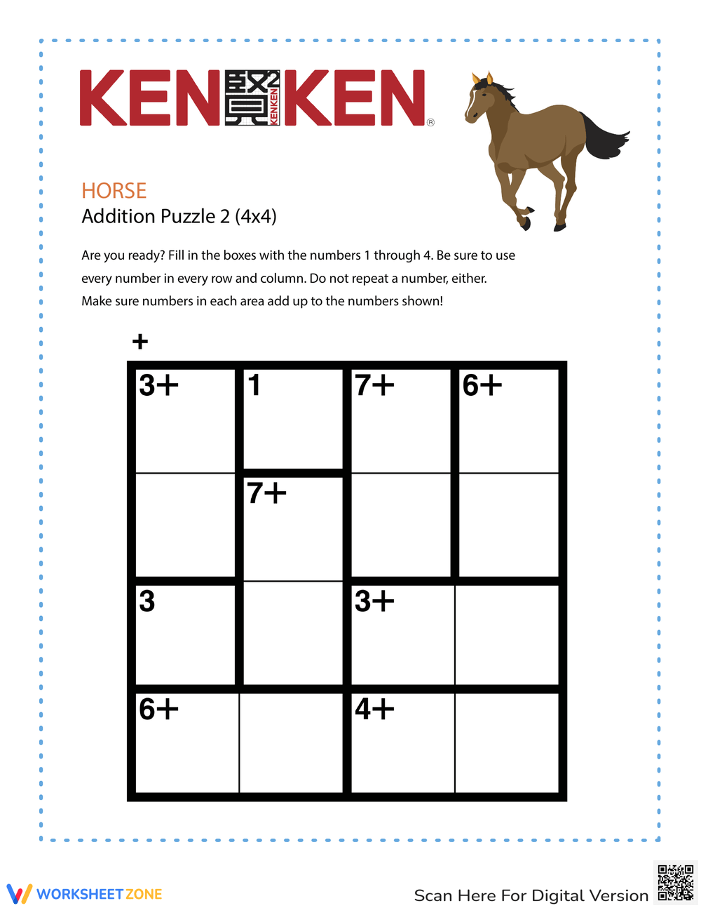 Kenken Puzzle Worksheet