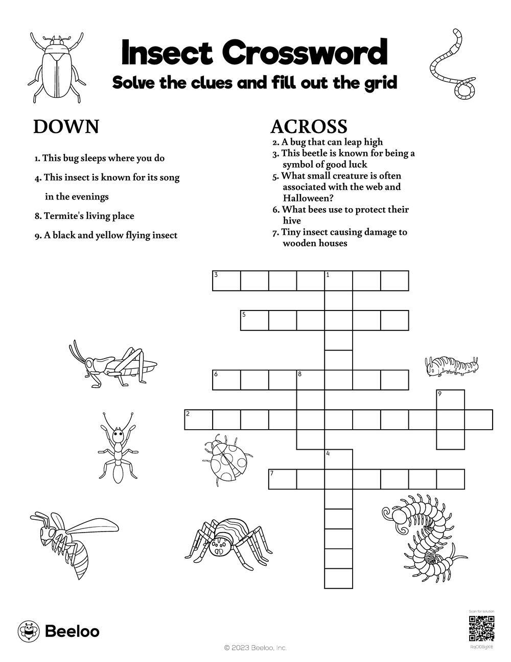 Insect Crossword Beeloo Printable Crafts And Activities For Kids Insect Crossword Beeloo Printable Crafts And Activities For Kids