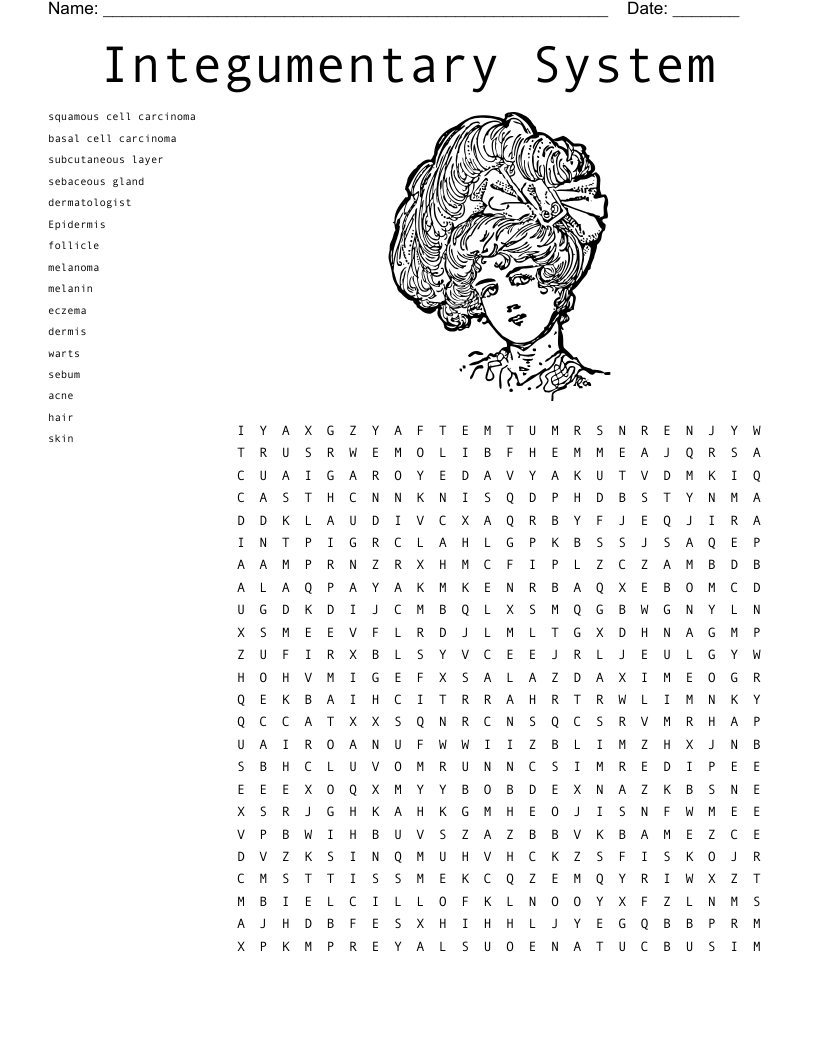 Printable Crossword Puzzles Integumentary System