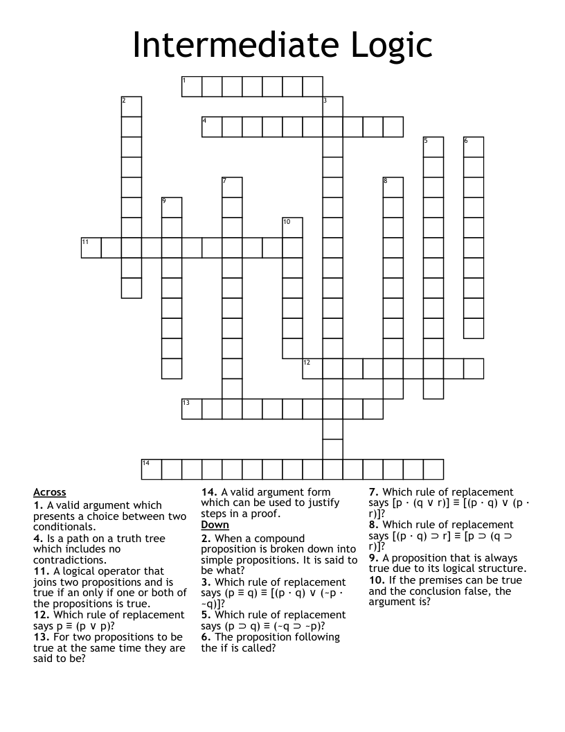Intermediate Logic Crossword WordMint Intermediate Logic Crossword WordMint