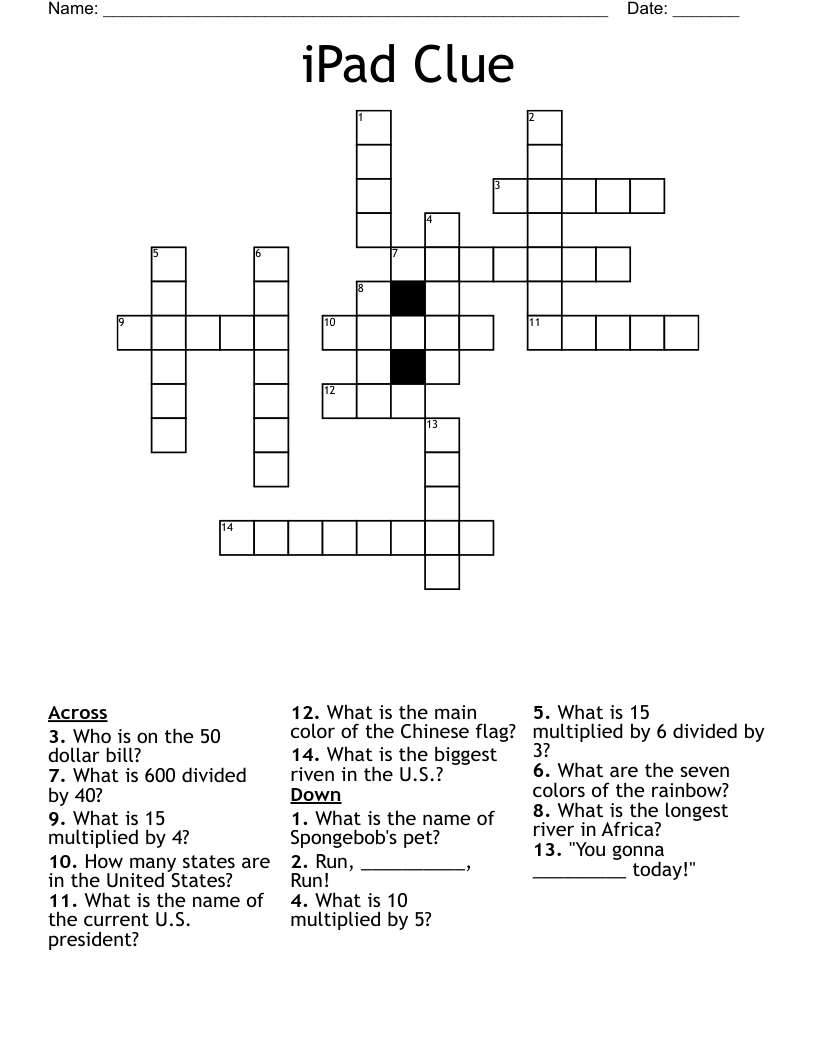 IPad Clue Crossword WordMint