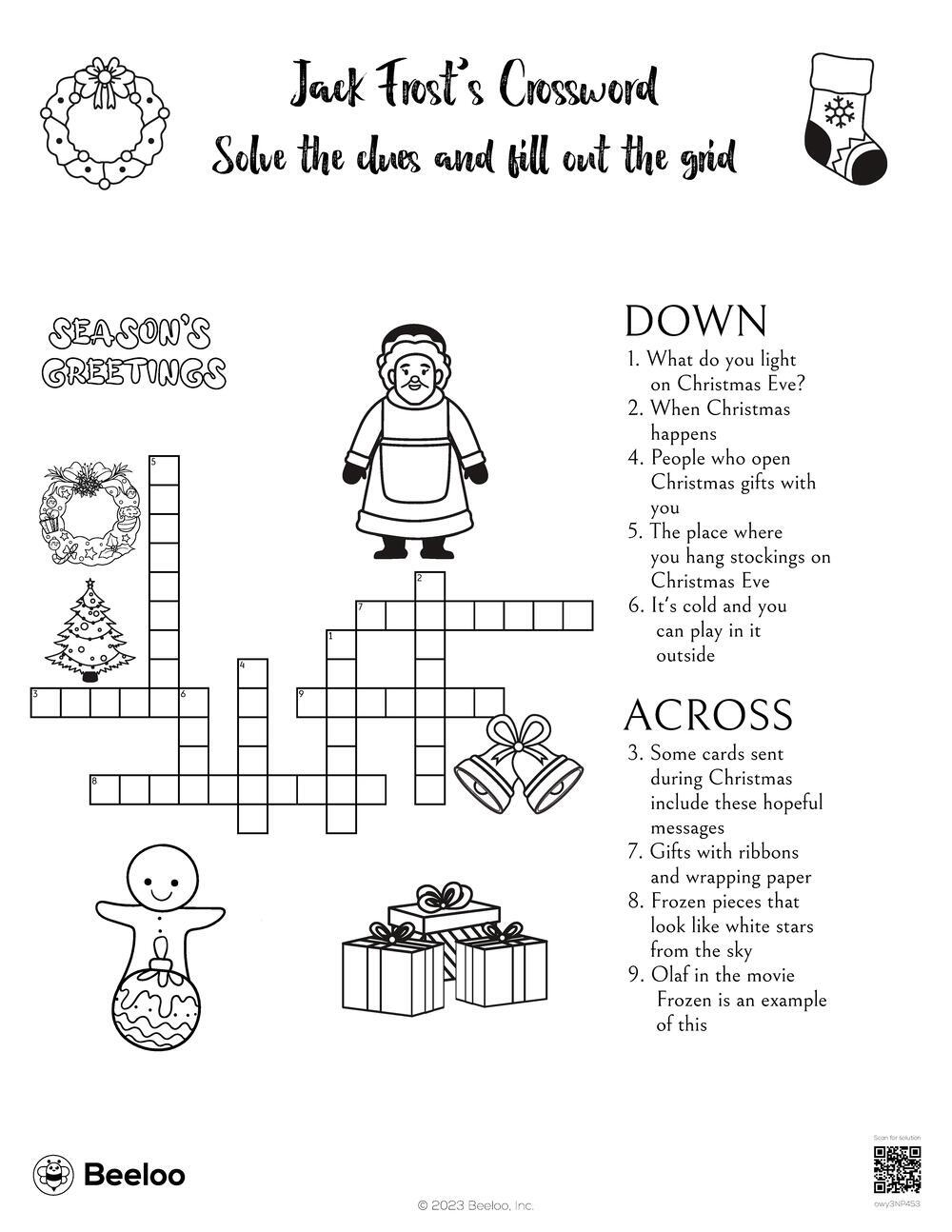 Jack Frost s Crossword Beeloo Printable Crafts And Activities 