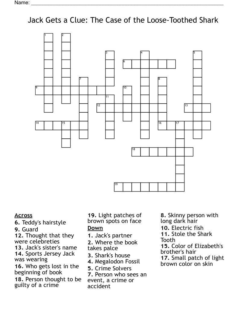 Jack Gets A Clue The Case Of The Loose Toothed Shark Crossword 