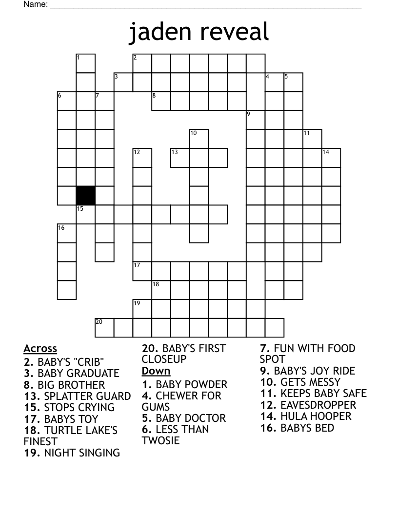Jaden Reveal Crossword WordMint Jaden Reveal Crossword WordMint