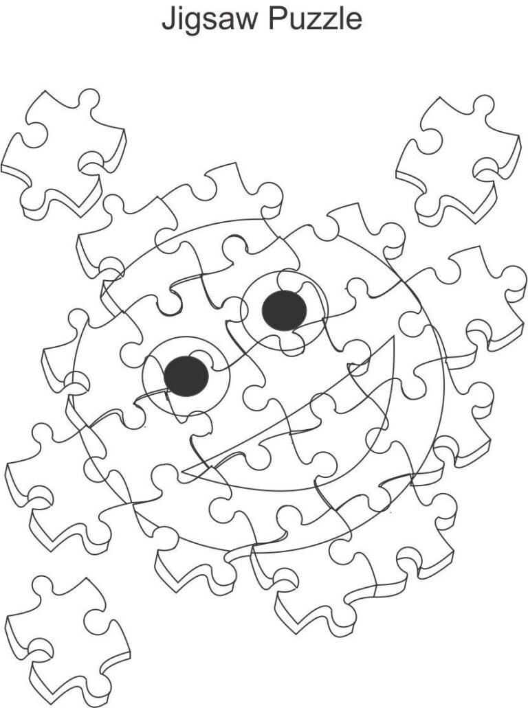 Jigsaw Puzzle Coloring Printable Page For Kids Worksheets Library