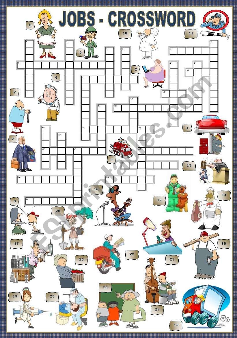 JOBS CROSSWORD ESL Worksheet By Mariaolimpia