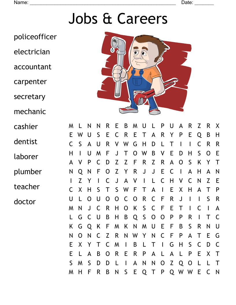 Jobs U0026 Careers Word Search WordMint Jobs U0026 Careers Word Search WordMint