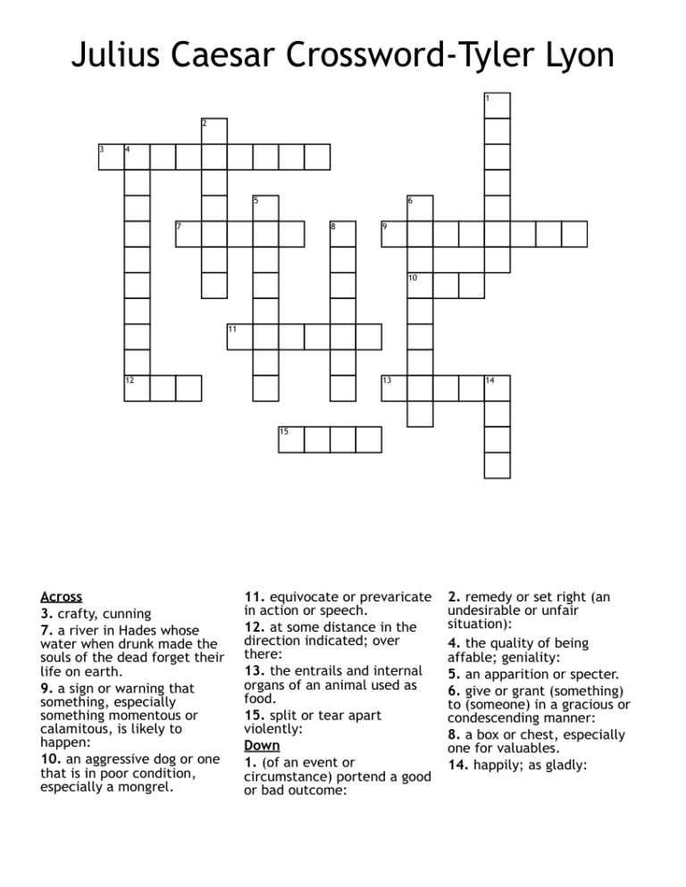 Julius Caesar Crossword Tyler Lyon WordMint