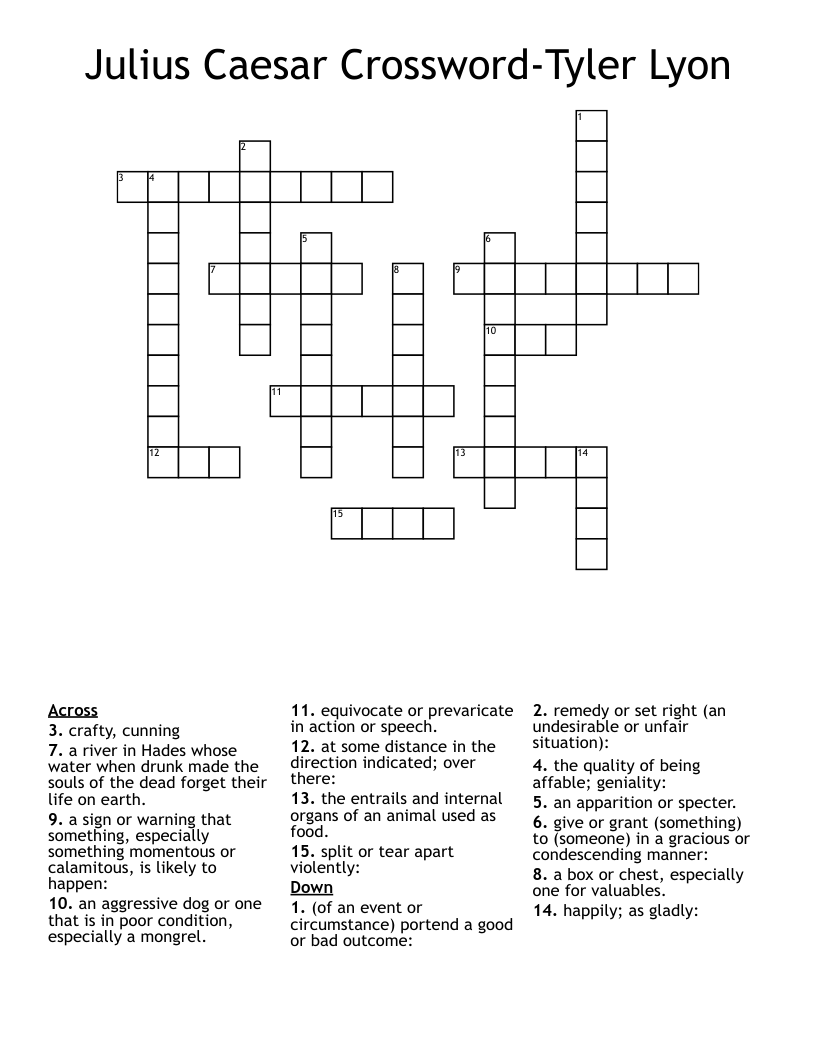 Julius Caesar Crossword Tyler Lyon WordMint Julius Caesar Crossword Tyler Lyon WordMint