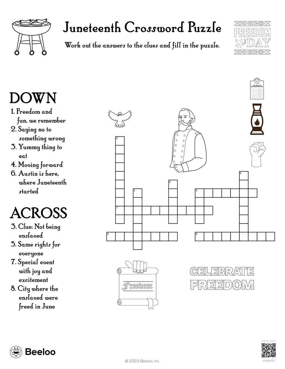 Juneteenth Crossword Puzzle Beeloo Printable Crafts And 