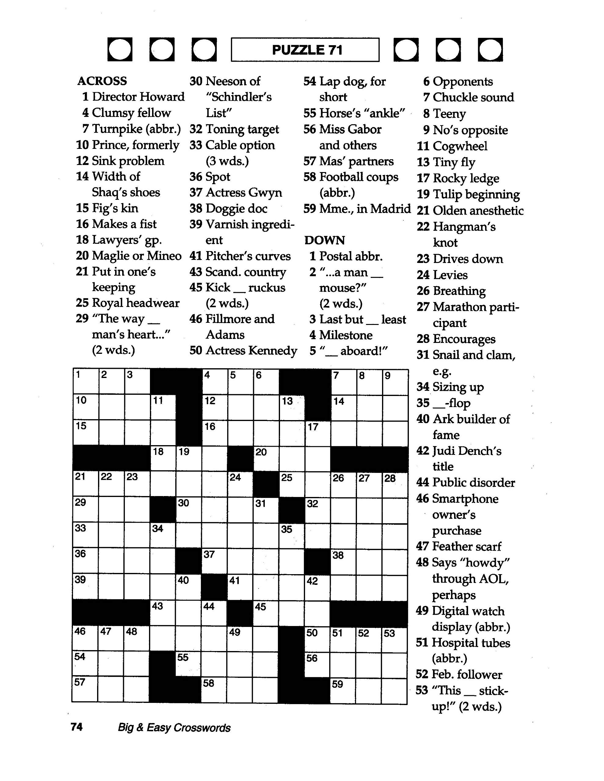 Crossword Puzzles Large Print Printable