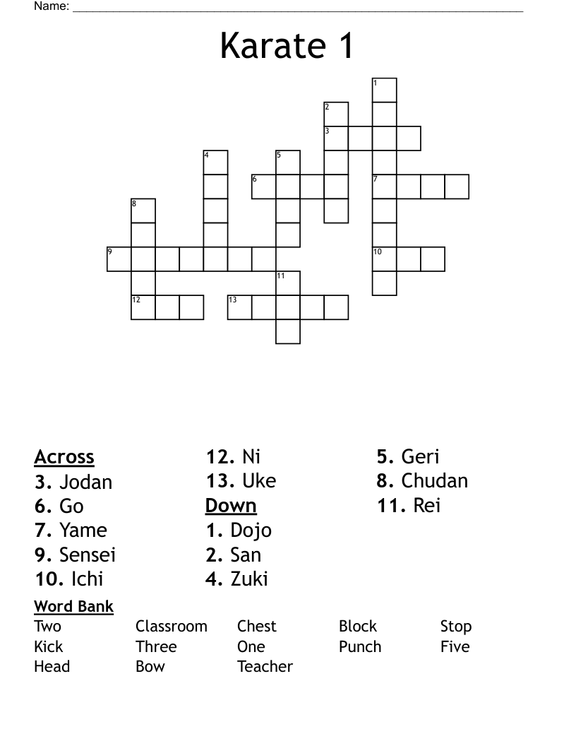 Karate 1 Crossword WordMint Karate 1 Crossword WordMint