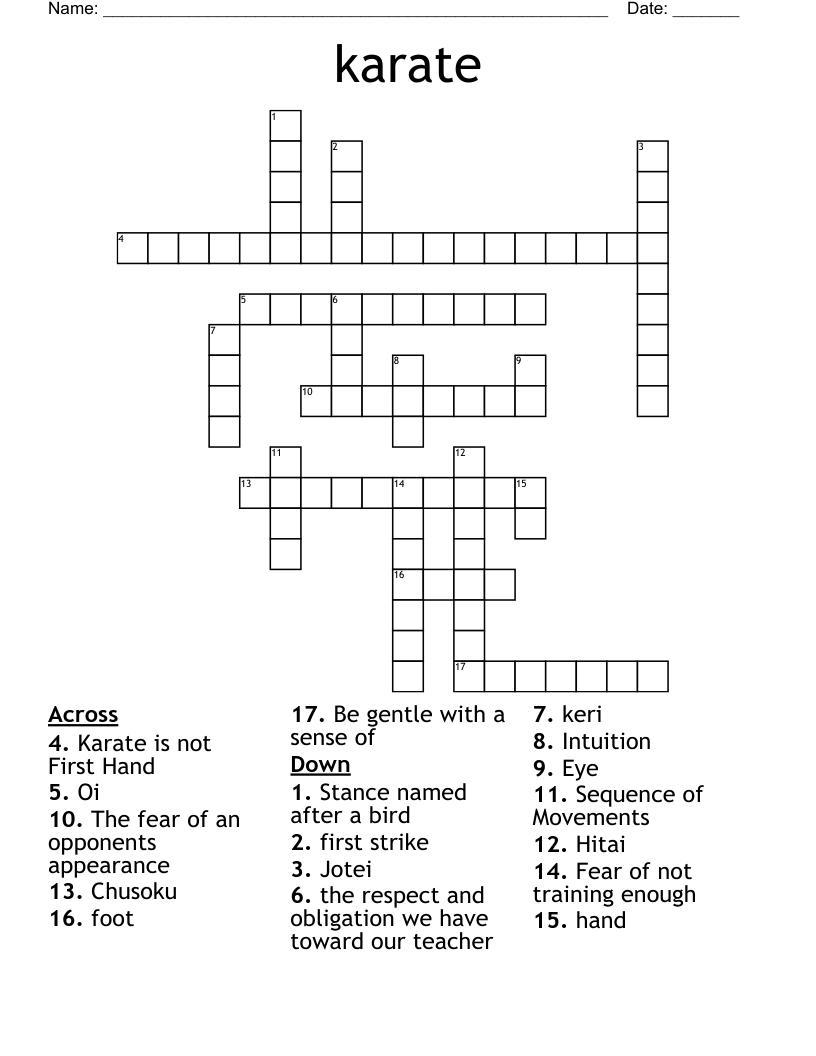Karate Crossword WordMint Karate Crossword WordMint