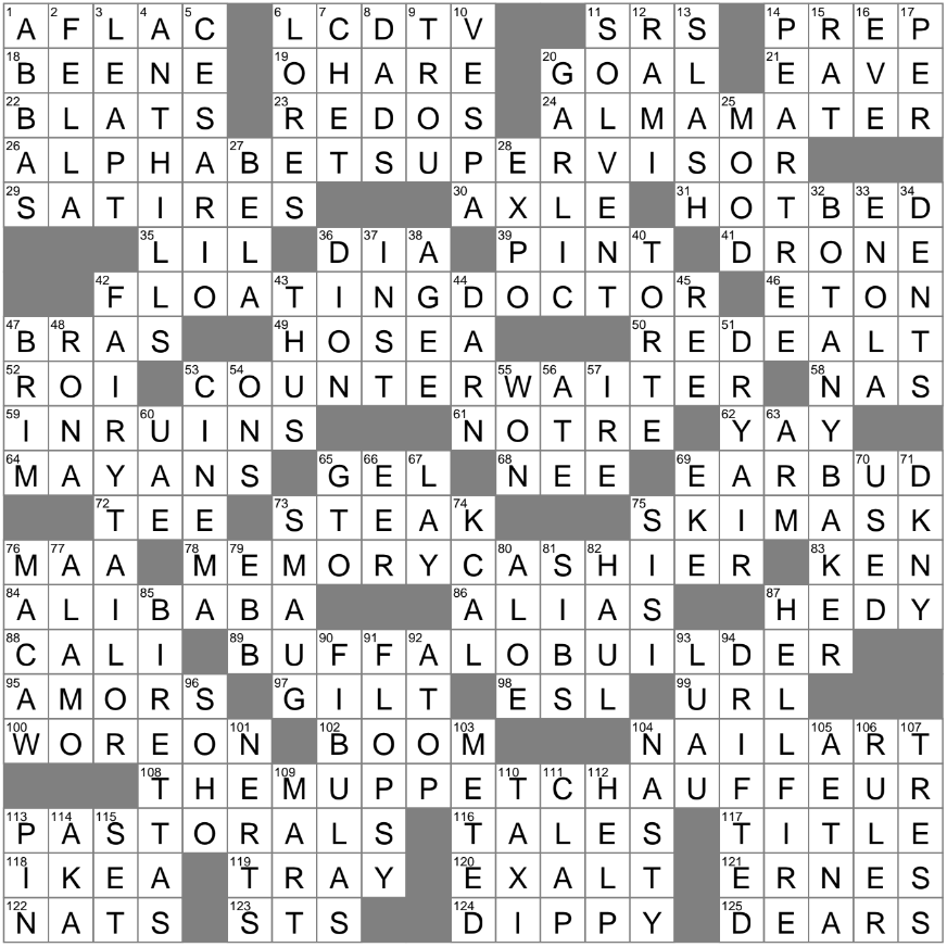 LA Times Crossword 18 May 25 Sunday LAXCrossword LA Times Crossword 18 May 25 Sunday LAXCrossword