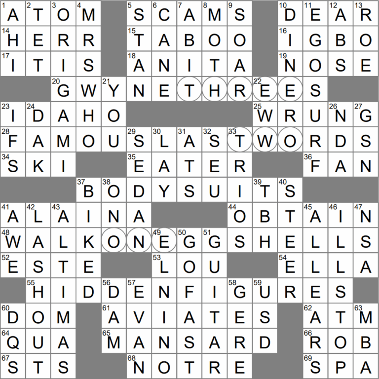 LA Times Crossword 24 May 23 Wednesday LAXCrossword