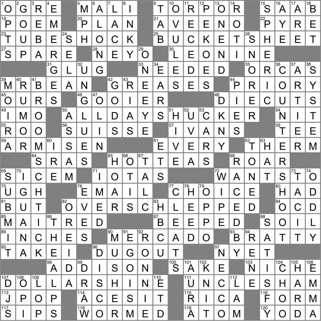 LA Times Crossword 4 Jun 23 Sunday LAXCrossword