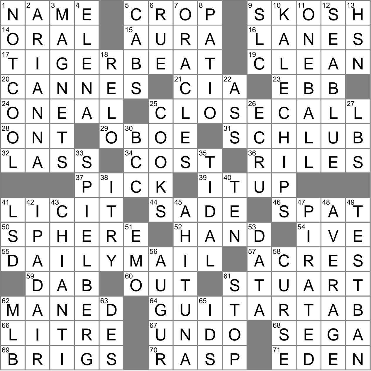 LA Times Crossword 7 Jan 25 Tuesday LAXCrossword
