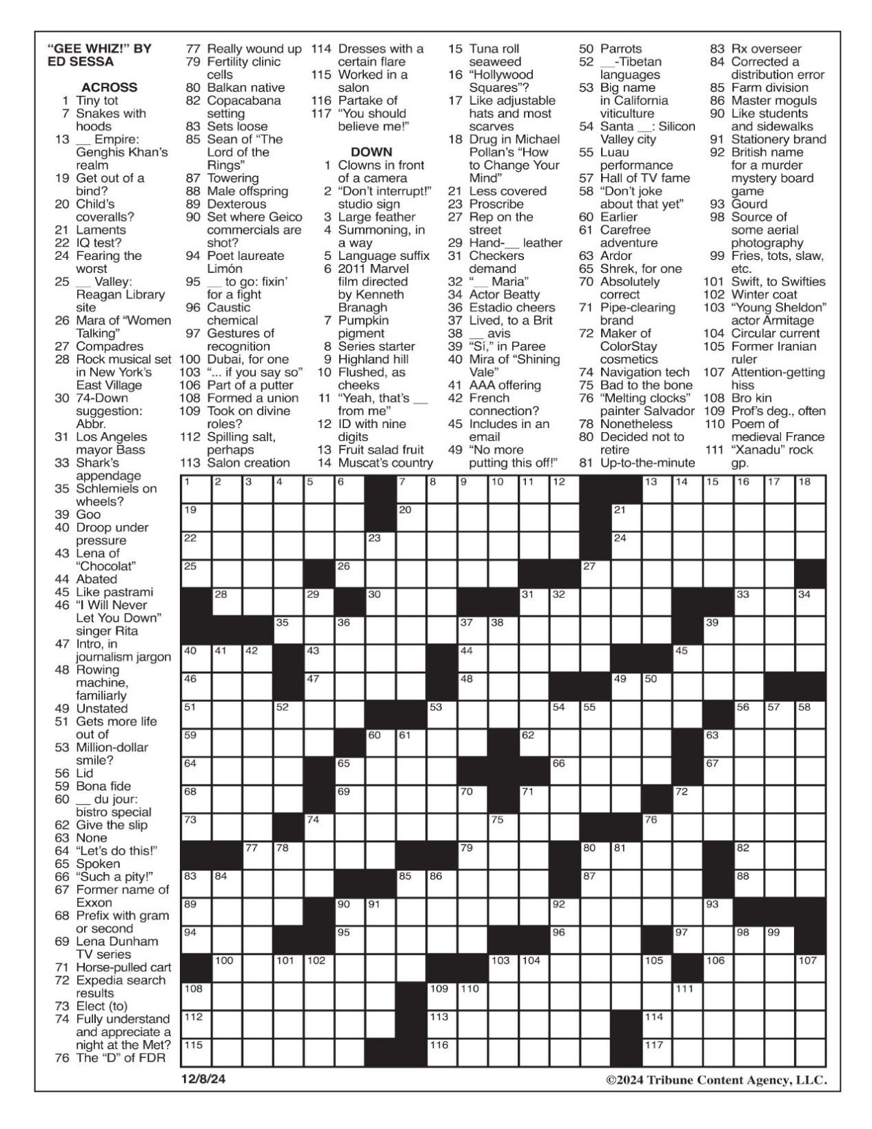 LA Times Crossword Dec 8 2024 Crosswords Yakimaherald LA Times Crossword Dec 8 2024 Crosswords Yakimaherald