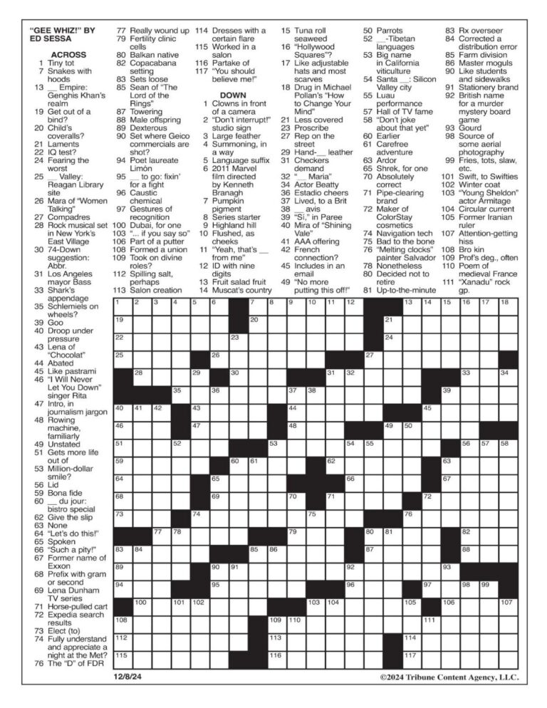 LA Times Crossword Dec 8 2024 Crosswords Yakimaherald