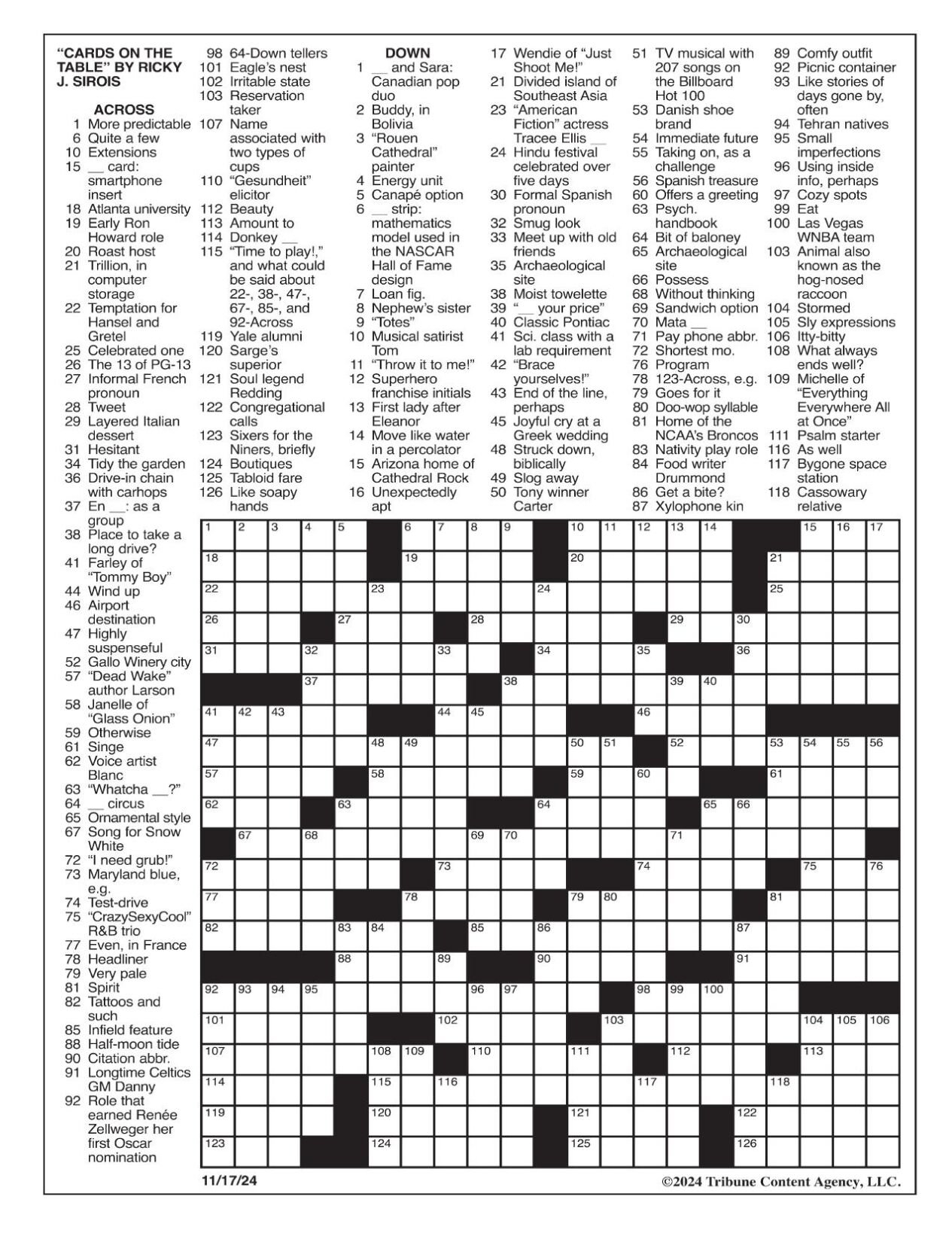 LA Times Crossword Nov 17 2024 Crosswords Yakimaherald