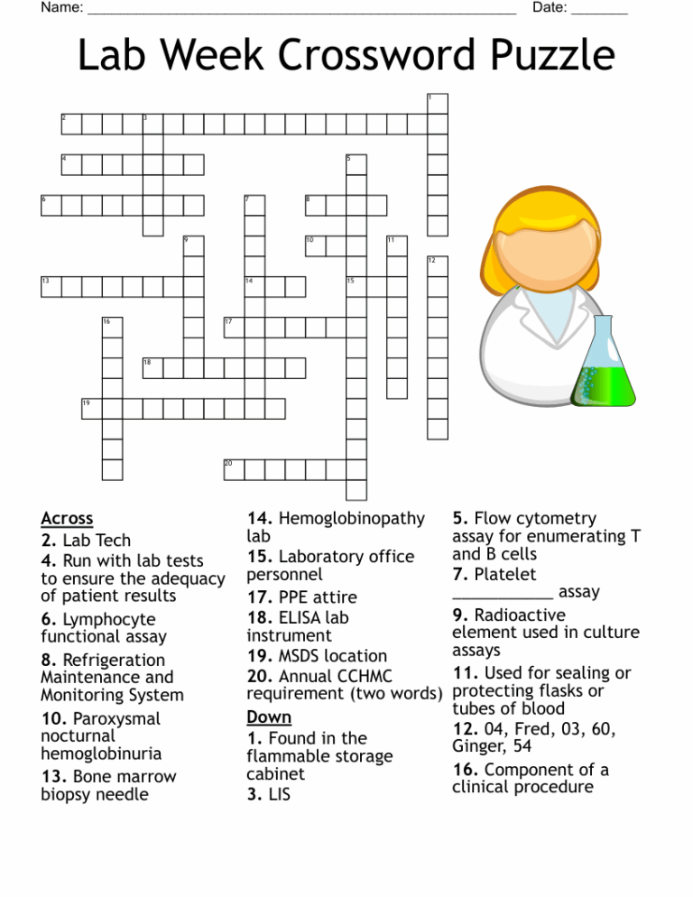 Lab Week Crossword Puzzle WordMint